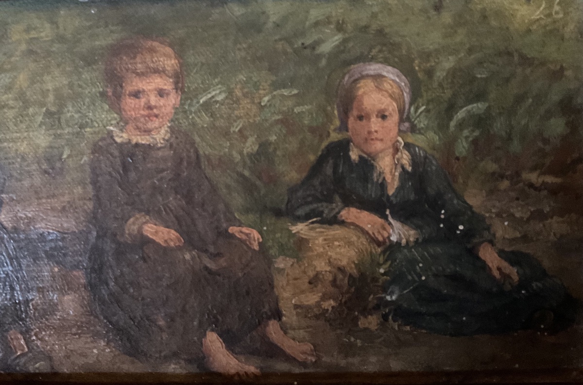 Four Little Girls, Oil On Cardboard-photo-2