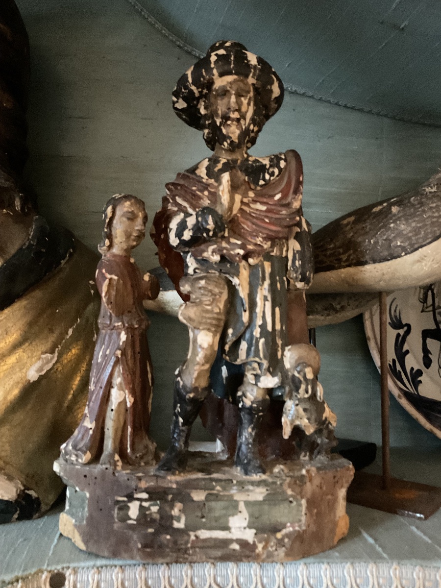 Saint Roch, 18th Century, Polychrome Wood -photo-4