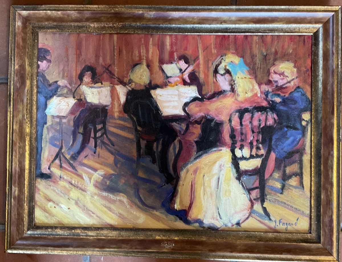 Tableau orchestre de chambre  toile signée 