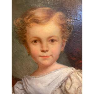 Beau Portrait De Petite Fille Par Feragu 1860