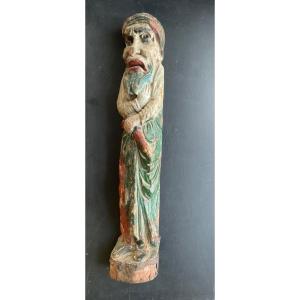 18th Century Painted Wooden Statue