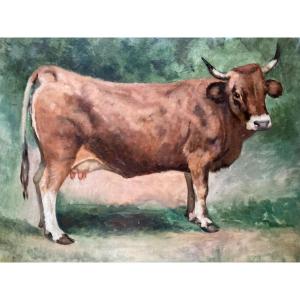 Portrait De Vache Huile Sur Toile 