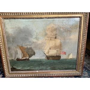 Beautiful 18th Century Pearl Framed Marine 