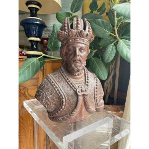 Terracotta Reliquary Bust On Base 