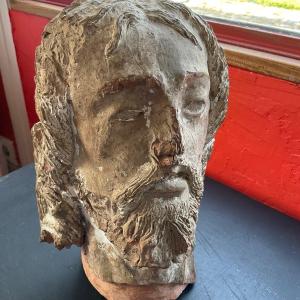 Head Of Christ Early 20th Terracotta 
