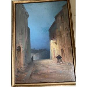 Rue De Village De Nuit Par Ricard Cordingley