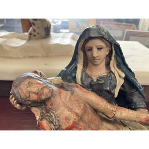 Piéta Italie XVIIIe bois polychrome 