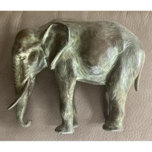 Small Elephant Green Patina Spelter 