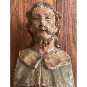 Small Wooden Bust From The 18th Century