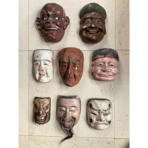 Set Of Eight Japanese Masks 