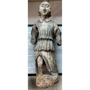 Ange en bois polychrome debutXVIIe