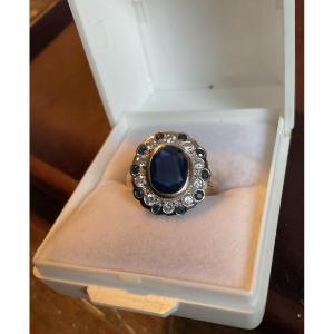 Bague saphir et brillants diametre52