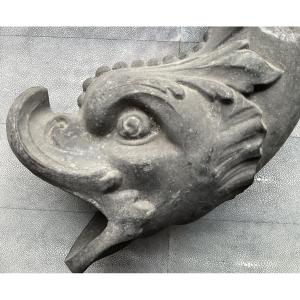 Large Zinc Dolphin Head In Very Good Condition