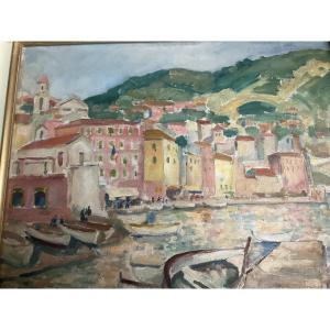 Vue de port côté d’azur huile sur carton1939