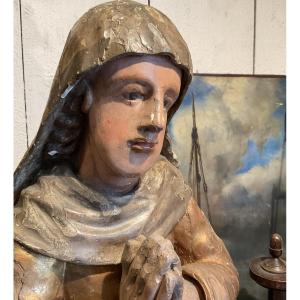 Sainte en prière bois doré XVIIIe94 cm