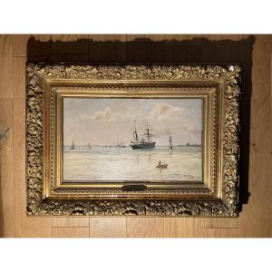 Edmond Petitjean Marine huile sur toile