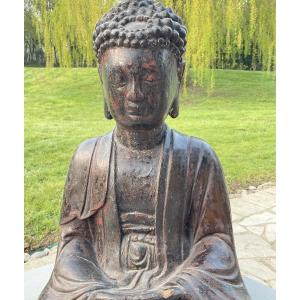 Bouddha bois peint Vietnam XIXe