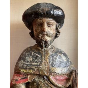 Saint Roch bois sculpteXVIIIe polychrome 