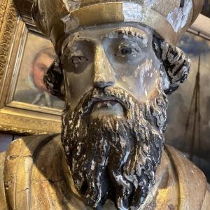 Saint évêque bois doré fin XVIIIe