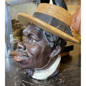 Tête de jazzman  au canotier