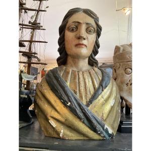 Buste Noble Italie XVIIe bois dore