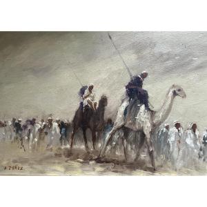 A Perez Oriental Load Oil On Wood
