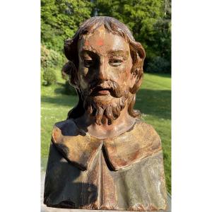 Tête de chist en bois polychrome XVIIIe
