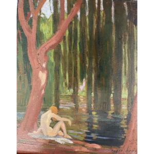 Nu au saule pleureur par Roger Breval
