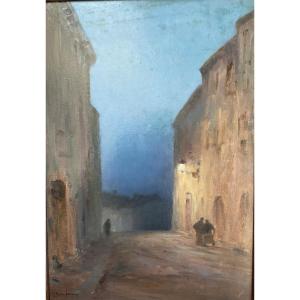 Night By Ricard Cordingley Oil On Cardboard