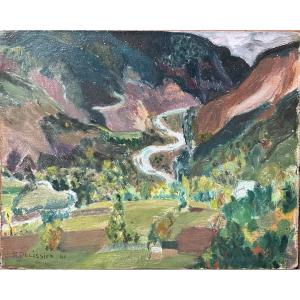 Mountain Landscape By H Pelissier