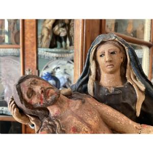 Piéta bois et papier mâché XVIIIe Italie