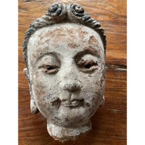 Asian Adobe Head With Glass Eyes