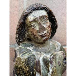 Ange XVIe bois polychrome 