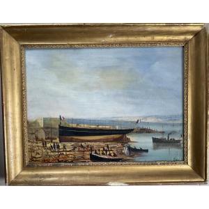Toile de Cher Dubreuil bateau et chantier naval