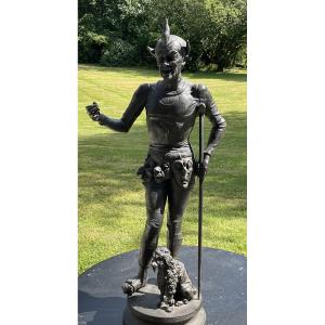 Grand bronze pauvre pitre de P Dubois