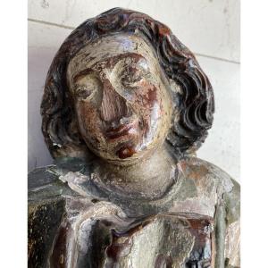 16th-century Polychrome Wooden Statue, Original Polychrome