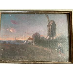 Alphonse Chigot, A Soldier At Dusk Near The Mill