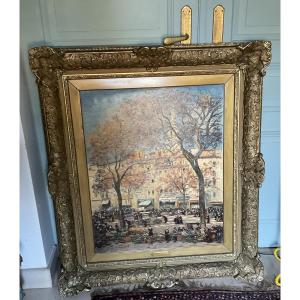 Large Painting Of Salon Draguignan By Braquaval