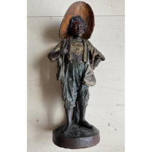 Gaucho With His Whip—polychrome Statue