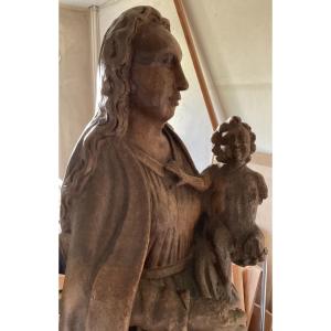 18th-century Flemish Oak "virgin And Child"