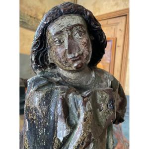 Polychrome Wooden Angel XVIe