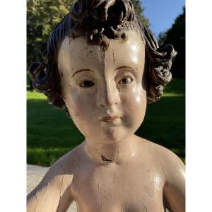 Enfant Jesus bois XVIIIe Espagne Hauteur 74cm