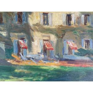 Sunlight On The Facade In l'Isle-adam, Oil On Canvas