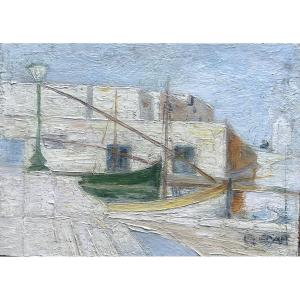 Petit panneau de bois paysage cubiste