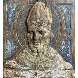 Wooden Carving Of A Bishop's Head
