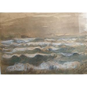 "the Bird Gustave," Watercolor, Fécamp, Storm, 1926
