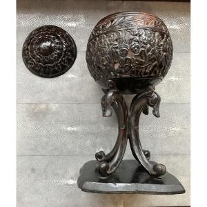 Carved Coconut Bowl From India