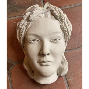 Woman's Face With Wheat Ears, Stucco Exterior Facade