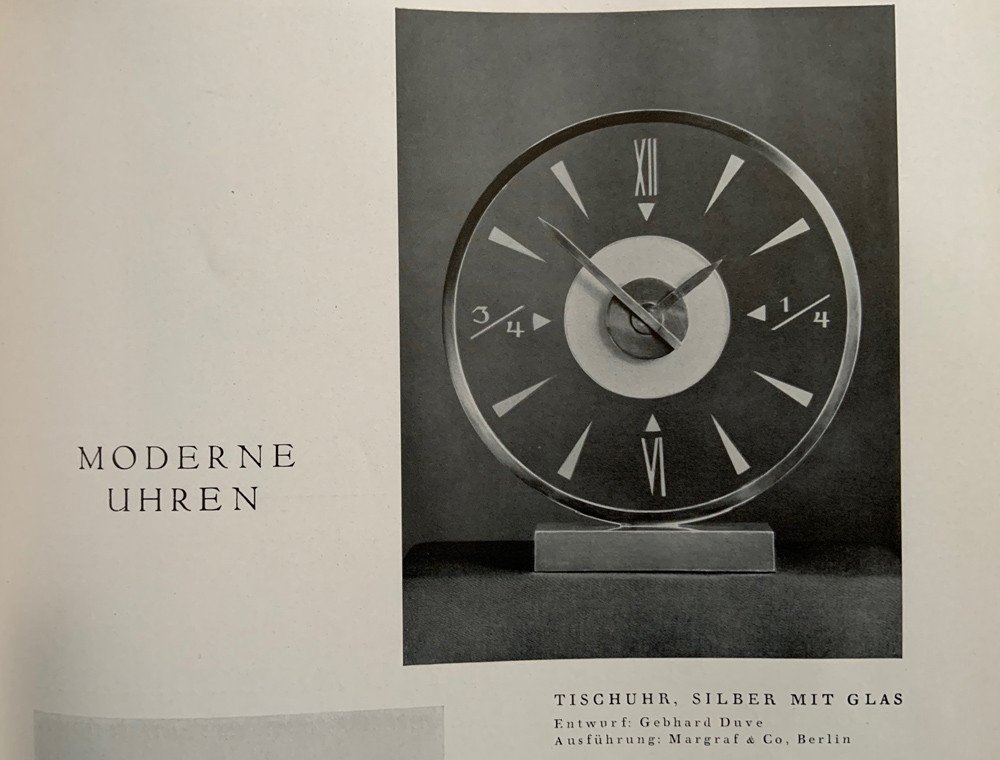 Horloge De Table Art Déco Bauhaus En Argent 800, Gebhard Duve Berlin Vers 1930-photo-1