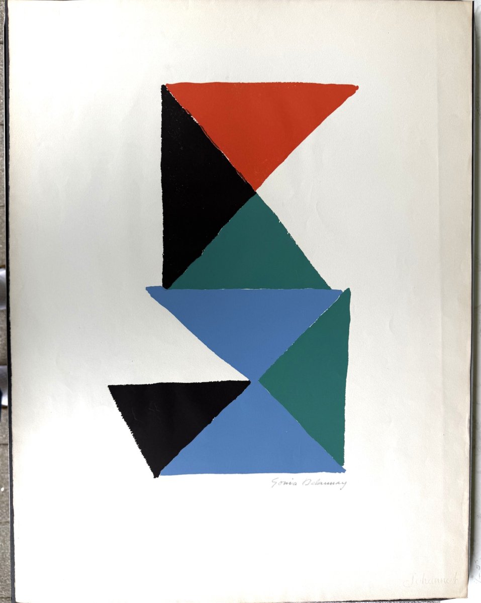 Sonia Delaunay, 1885 Ukraine - 1979 Paris, France, Composition With Triangles In Color